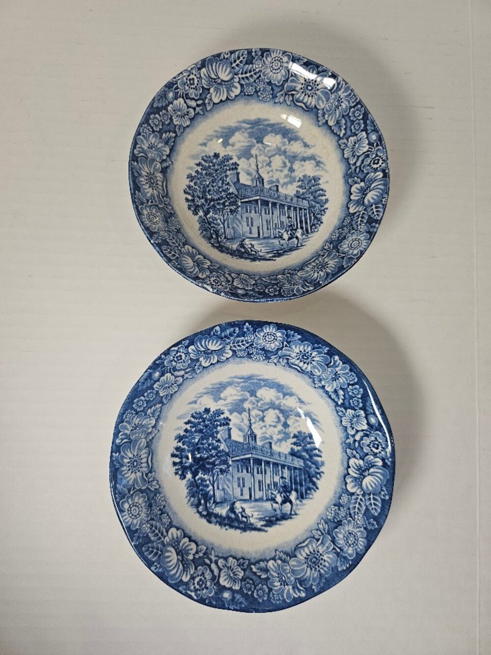 Liberty Blue 6.5" Mount Vernon Cereal Bowl Set Of 2 Staffordshire England